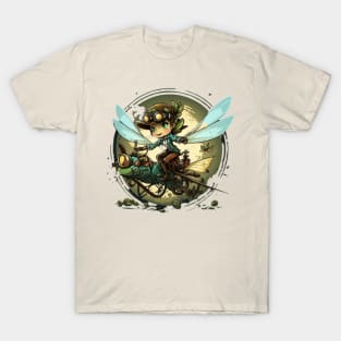 Steampunk Battle Fairy Riding a Dragonfly T-Shirt